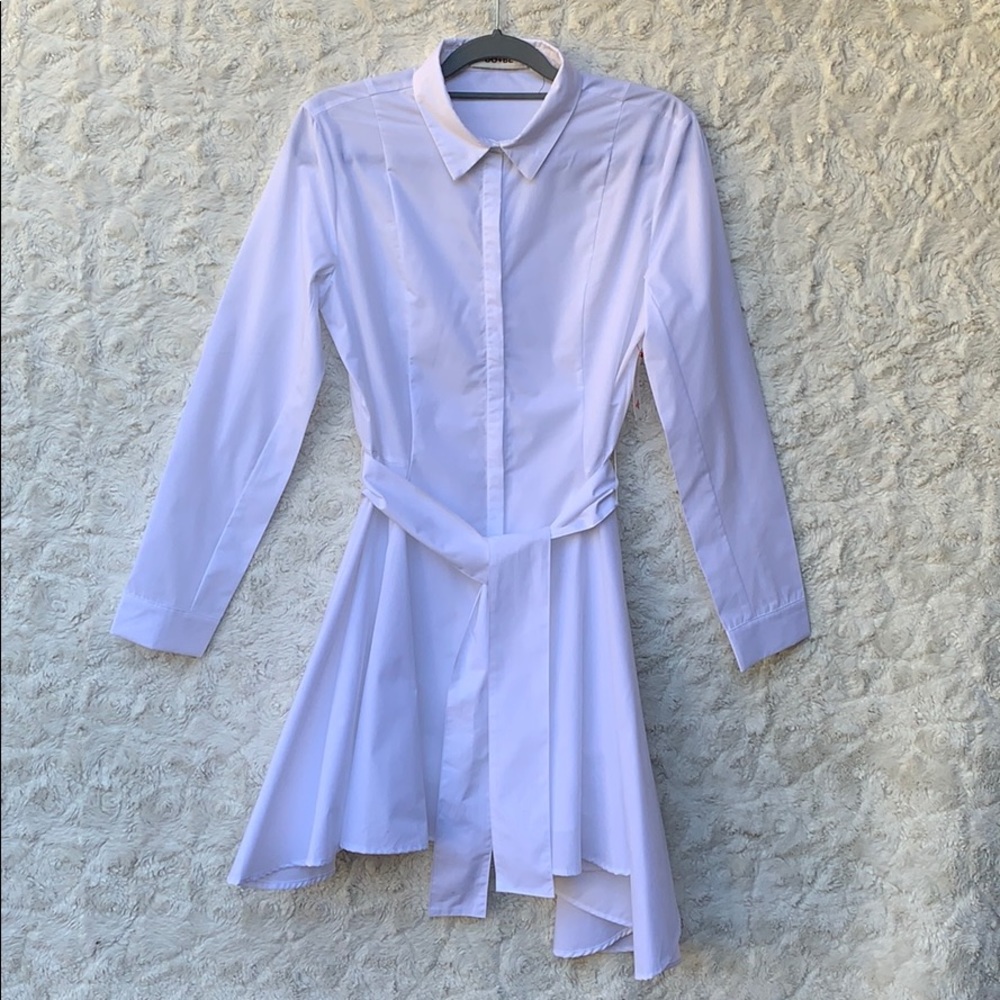 NWT  Do+Be White Shirt Dress/ Asymmetrical Hem MED